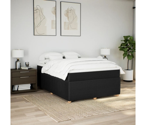 Cama box spring con colchón tela negro 140x200 cm