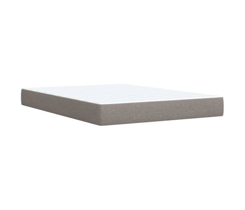 Cama box spring con colchón tela gris taupe 140x200 cm