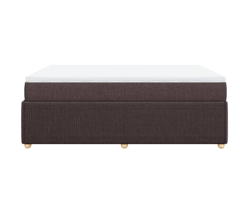 Cama box spring con colchón tela marrón oscuro 160x200 cm