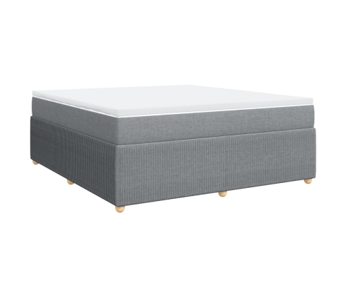 Cama box spring con colchón tela gris claro 180x200 cm