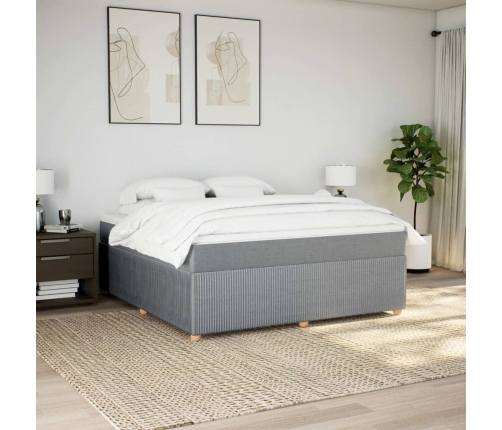 Cama box spring con colchón tela gris claro 180x200 cm