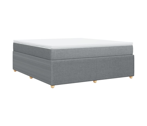 Cama box spring con colchón tela gris claro 180x200 cm