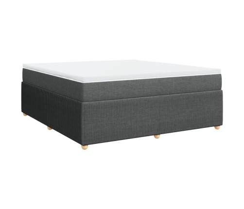 Cama box spring con colchón tela gris oscuro 180x200 cm