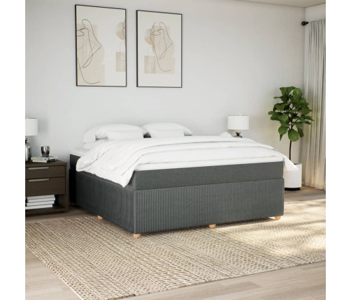 Cama box spring con colchón tela gris oscuro 180x200 cm