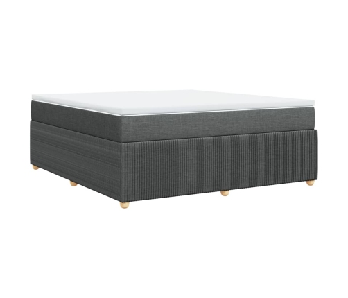 Cama box spring con colchón tela gris oscuro 180x200 cm