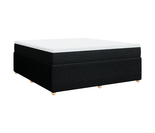 Cama box spring con colchón tela negro 180x200 cm