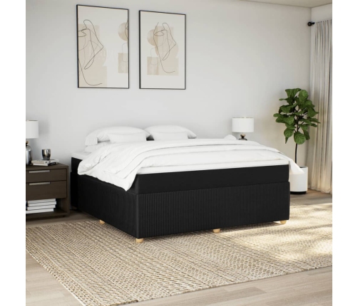 Cama box spring con colchón tela negro 180x200 cm