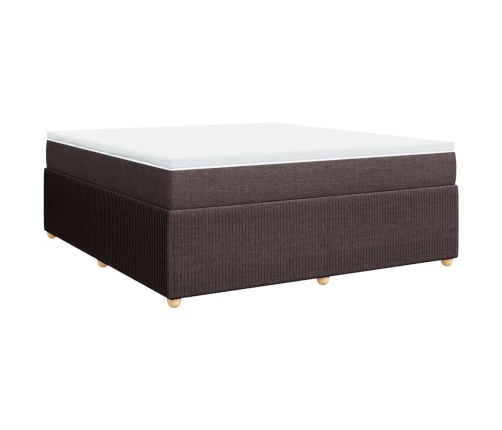 Cama box spring con colchón tela marrón oscuro 180x200 cm