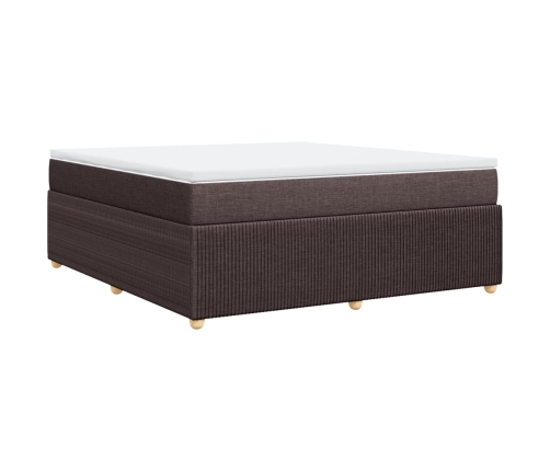 Cama box spring con colchón tela marrón oscuro 180x200 cm