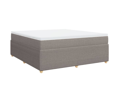 Cama box spring con colchón tela gris taupe 180x200 cm