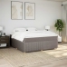 Cama box spring con colchón tela gris taupe 180x200 cm