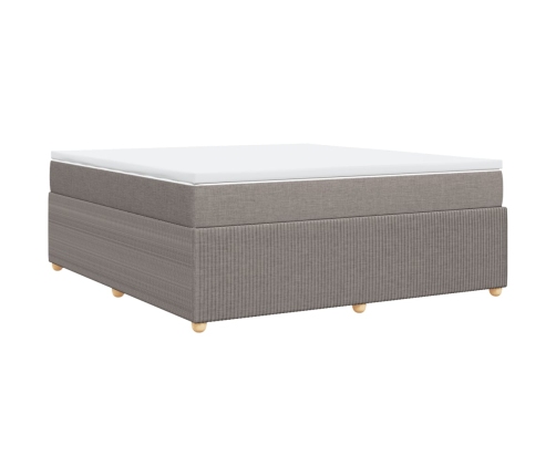 Cama box spring con colchón tela gris taupe 180x200 cm