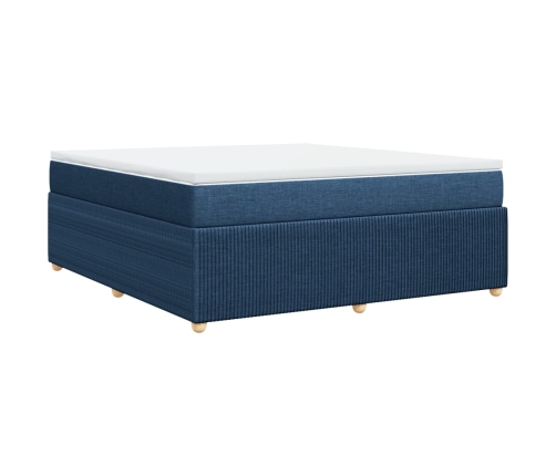 Cama box spring con colchón tela azul 180x200 cm