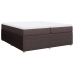 Cama box spring con colchón tela marrón oscuro 200x200 cm