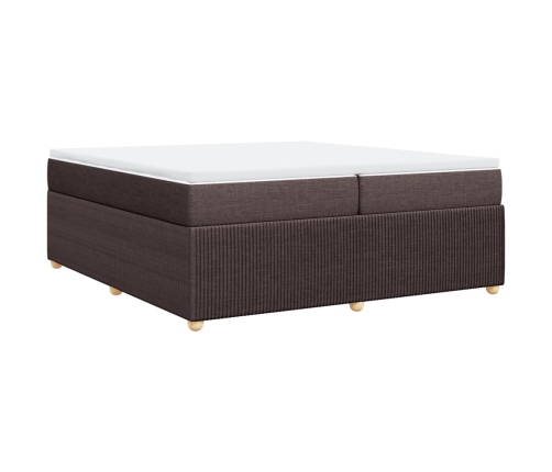 Cama box spring con colchón tela marrón oscuro 200x200 cm