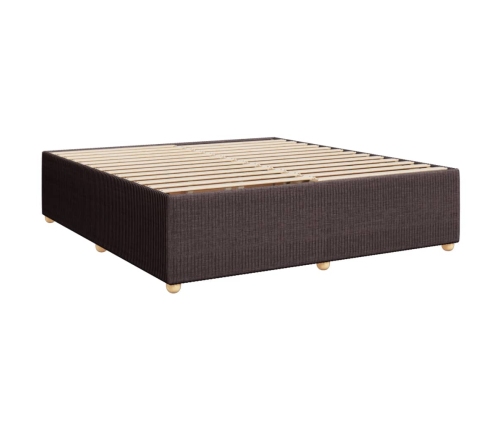 Cama box spring con colchón tela marrón oscuro 200x200 cm