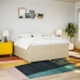 Cama box spring con colchón tela color crema 200x200 cm