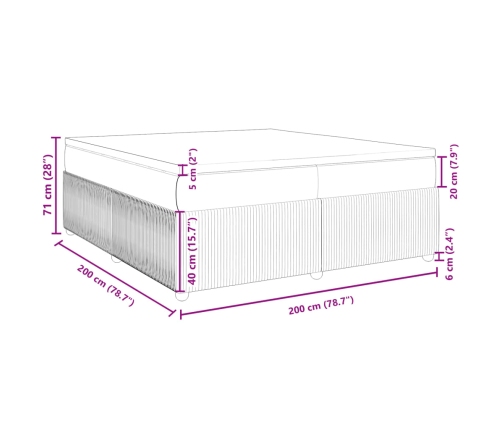 Cama box spring con colchón tela color crema 200x200 cm