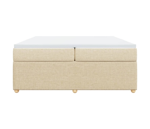 Cama box spring con colchón tela color crema 200x200 cm