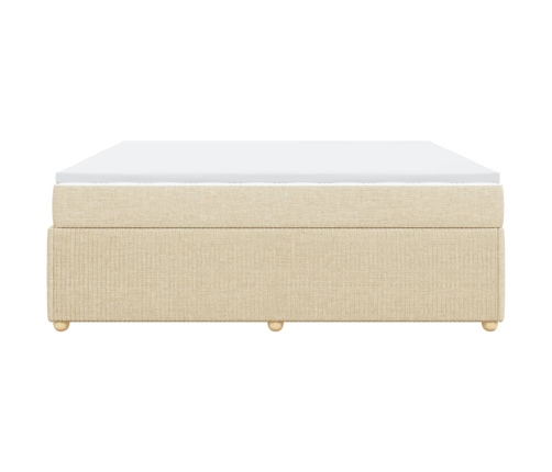 Cama box spring con colchón tela color crema 200x200 cm