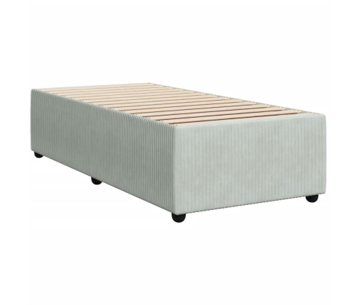 Cama box spring con colchón terciopelo gris claro 80x200 cm