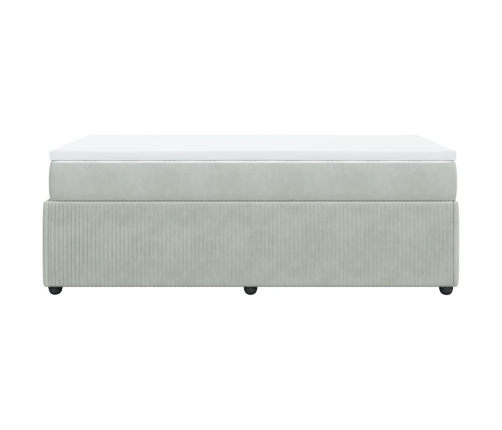 Cama box spring con colchón terciopelo gris claro 80x200 cm