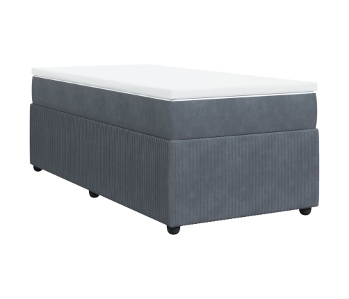 Cama box spring con colchón terciopelo gris oscuro 80x200 cm