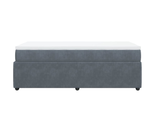 Cama box spring con colchón terciopelo gris oscuro 80x200 cm