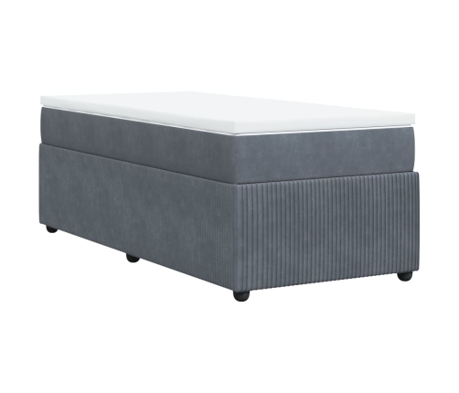 Cama box spring con colchón terciopelo gris oscuro 80x200 cm