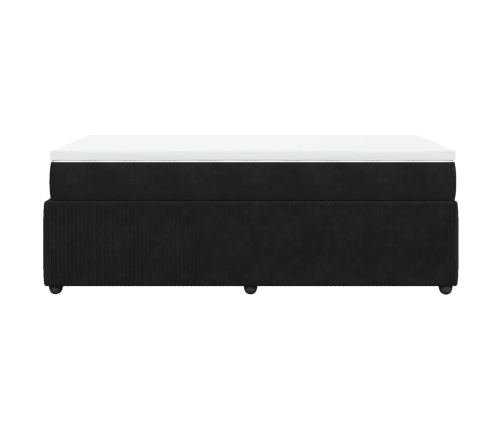 Cama box spring con colchón terciopelo negro 80x200 cm