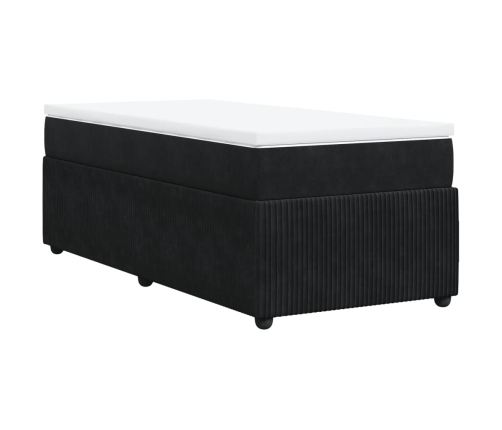 Cama box spring con colchón terciopelo negro 80x200 cm