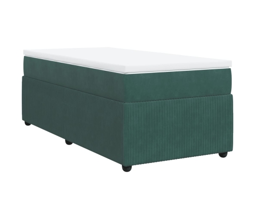 Cama box spring con colchón terciopelo verde oscuro 80x200 cm