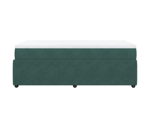 Cama box spring con colchón terciopelo verde oscuro 80x200 cm