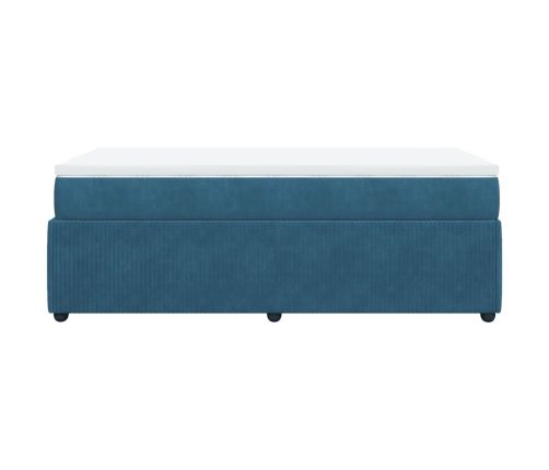 Cama box spring con colchón terciopelo azul oscuro 80x200 cm