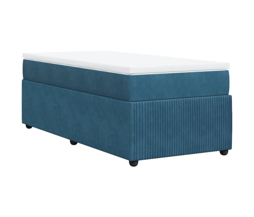 Cama box spring con colchón terciopelo azul oscuro 80x200 cm