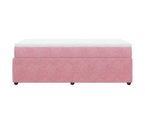 Cama box spring con colchón terciopelo rosa 80x200 cm