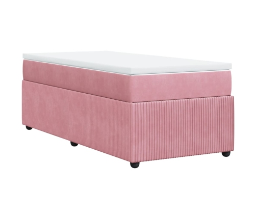 Cama box spring con colchón terciopelo rosa 80x200 cm