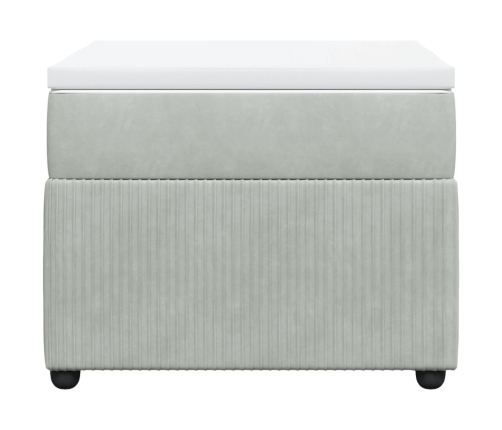 Cama box spring con colchón terciopelo gris claro 90x190 cm