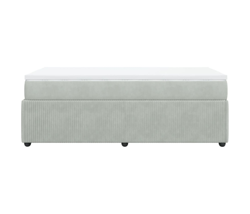 Cama box spring con colchón terciopelo gris claro 90x190 cm