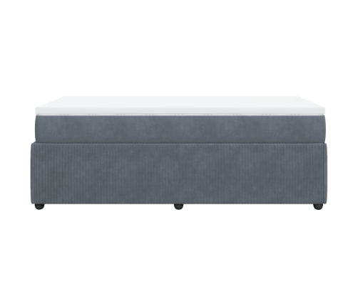 Cama box spring con colchón terciopelo gris oscuro 90x190 cm