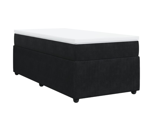 Cama box spring con colchón cuero sintético negro 90x190 cm