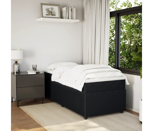 Cama box spring con colchón cuero sintético negro 90x190 cm