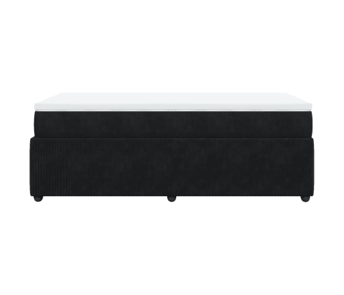 Cama box spring con colchón cuero sintético negro 90x190 cm