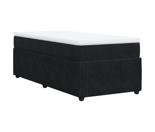 Cama box spring con colchón cuero sintético negro 90x190 cm