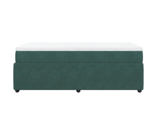 Cama box spring con colchón terciopelo verde oscuro 90x190 cm