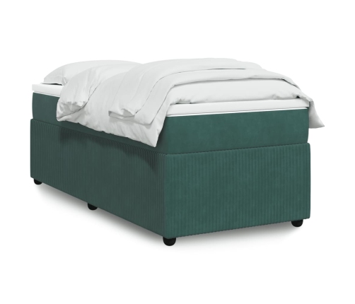 Cama box spring con colchón terciopelo verde oscuro 90x190 cm