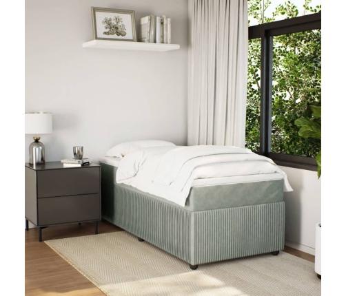 Cama box spring con colchón terciopelo gris claro 90x190 cm