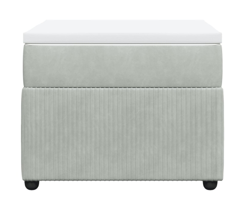 Cama box spring con colchón terciopelo gris claro 90x190 cm