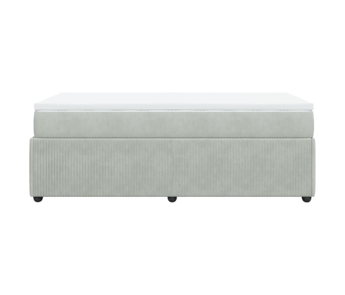 Cama box spring con colchón terciopelo gris claro 90x190 cm
