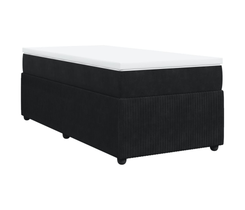 Cama box spring con colchón terciopelo negro 90x200 cm